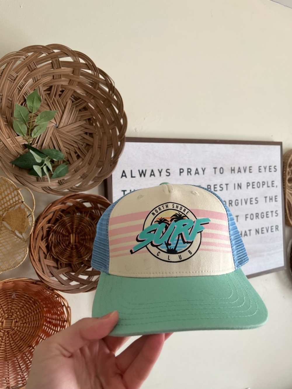 Altar'd State Mint, Cream & Light Blue 'Surf Club' Trucker Hat
